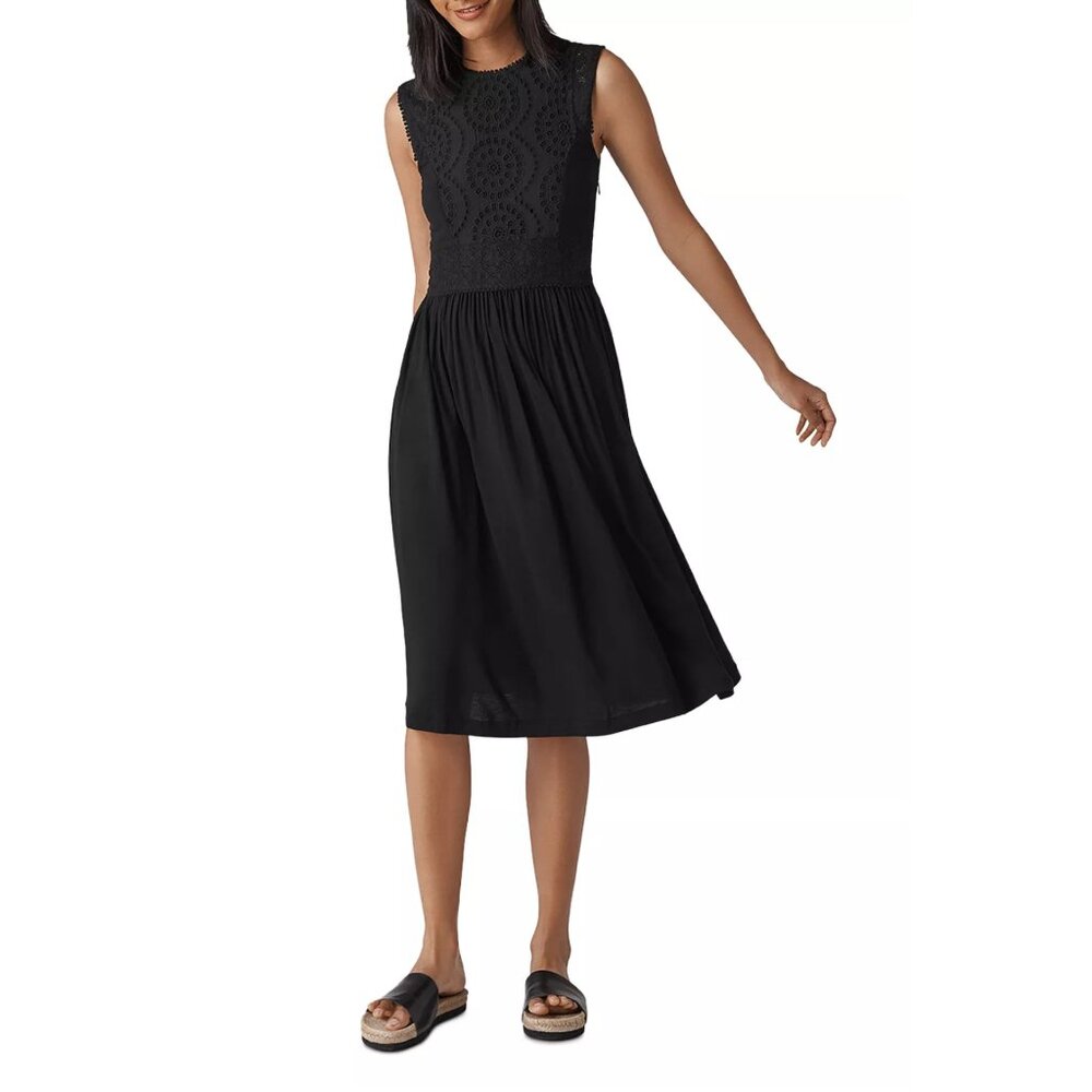 Whistles London Seaton Eyelet-Stitched Jersey Dress XS